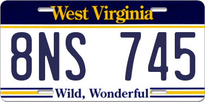 WV license plate 8NS745
