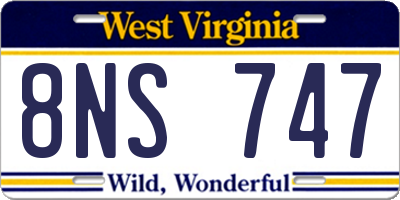 WV license plate 8NS747