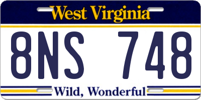 WV license plate 8NS748