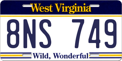 WV license plate 8NS749