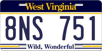 WV license plate 8NS751