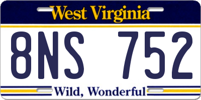 WV license plate 8NS752