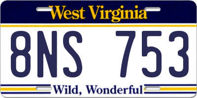 WV license plate 8NS753