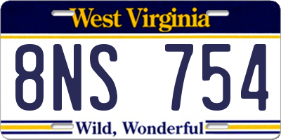 WV license plate 8NS754