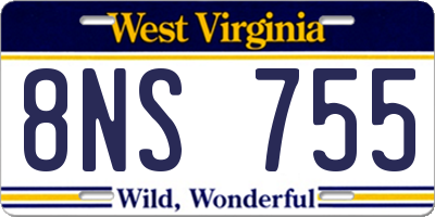 WV license plate 8NS755