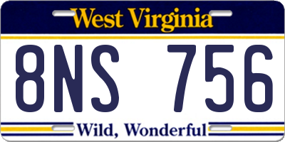 WV license plate 8NS756