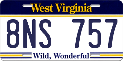 WV license plate 8NS757
