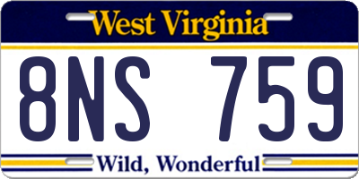 WV license plate 8NS759