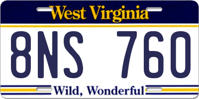 WV license plate 8NS760