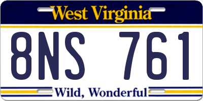 WV license plate 8NS761