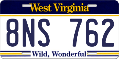 WV license plate 8NS762