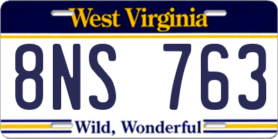 WV license plate 8NS763