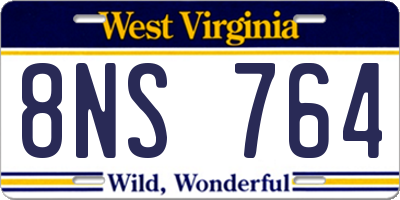 WV license plate 8NS764