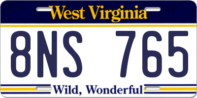 WV license plate 8NS765