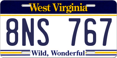 WV license plate 8NS767