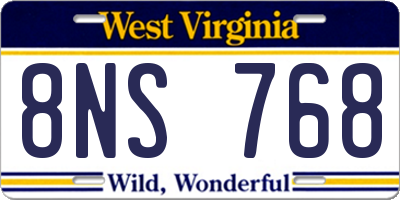 WV license plate 8NS768