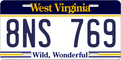 WV license plate 8NS769