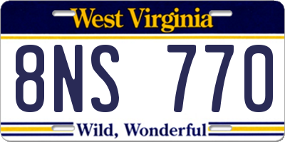WV license plate 8NS770