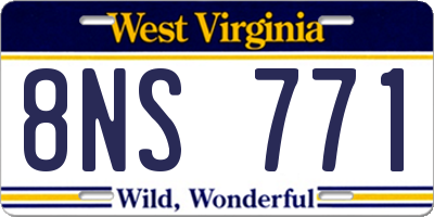 WV license plate 8NS771