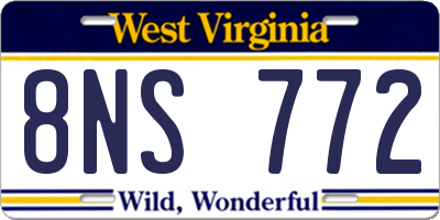 WV license plate 8NS772