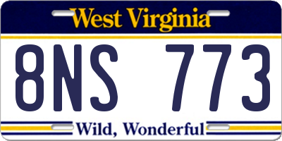 WV license plate 8NS773