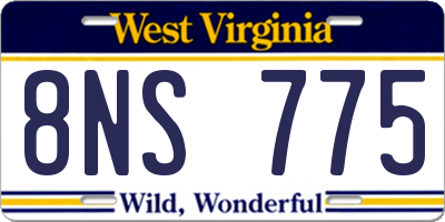 WV license plate 8NS775