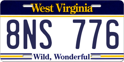 WV license plate 8NS776