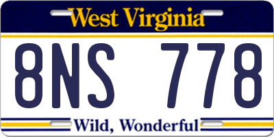 WV license plate 8NS778