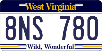 WV license plate 8NS780
