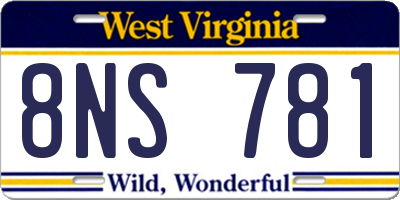 WV license plate 8NS781