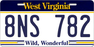 WV license plate 8NS782
