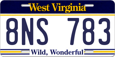 WV license plate 8NS783