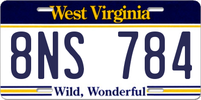 WV license plate 8NS784