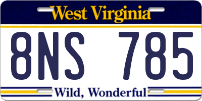 WV license plate 8NS785