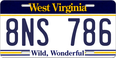 WV license plate 8NS786