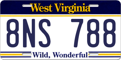 WV license plate 8NS788
