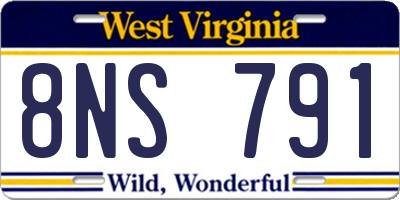 WV license plate 8NS791