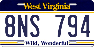 WV license plate 8NS794