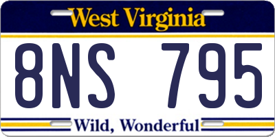 WV license plate 8NS795