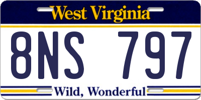 WV license plate 8NS797