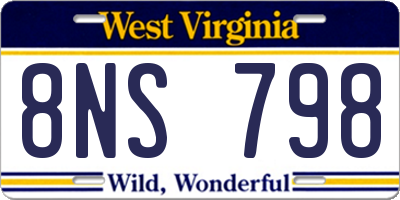 WV license plate 8NS798