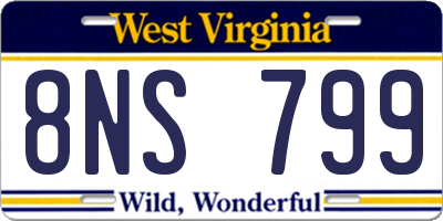 WV license plate 8NS799