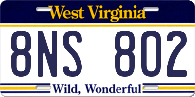 WV license plate 8NS802