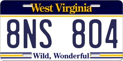 WV license plate 8NS804