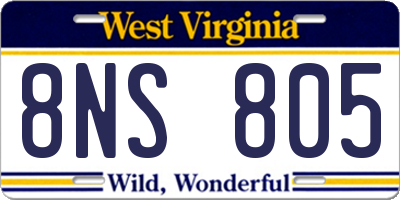 WV license plate 8NS805