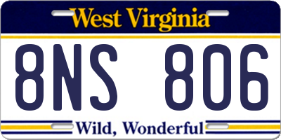 WV license plate 8NS806
