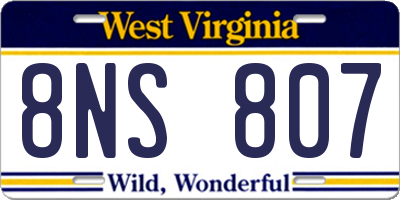 WV license plate 8NS807