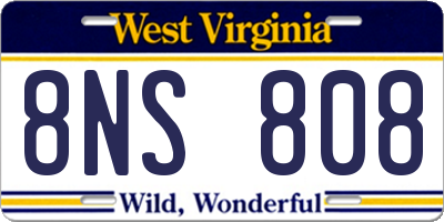 WV license plate 8NS808