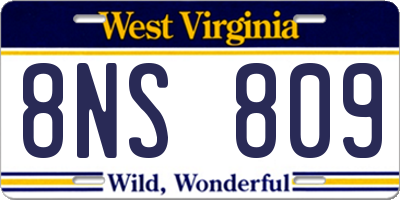 WV license plate 8NS809
