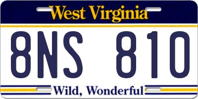 WV license plate 8NS810
